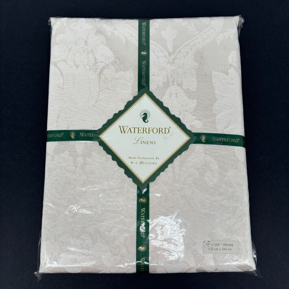 Waterford Linens Tablecloth 70"x 104" Oblong Banbridge Moonstone Ivory New